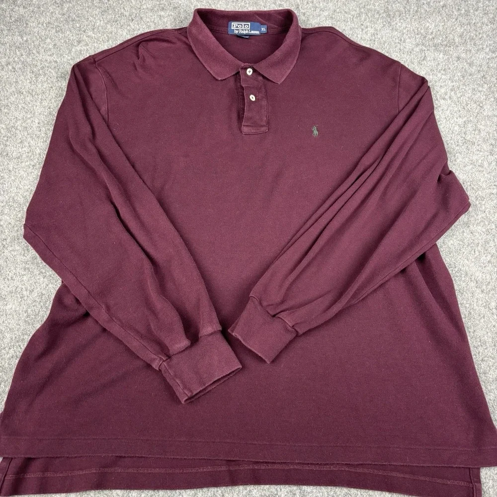 Polo Ralph Lauren Shirt Mens Xl Long Sleeve Polo Burgundy‎ Preppy Casual Button